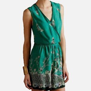 Anthropologie Elevenses S Romper Papillion Green Butterfly Open Back